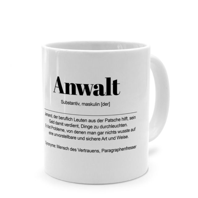 Tasse mit Definition 'Anwalt'