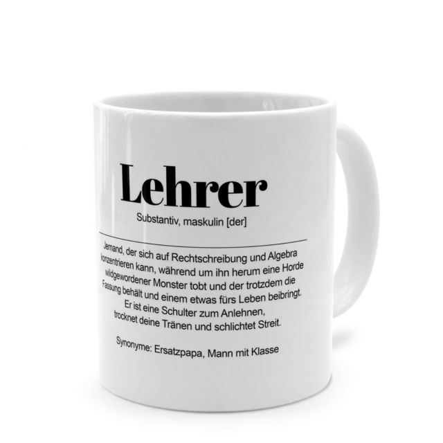 Tasse mit Definition 'Lehrer'